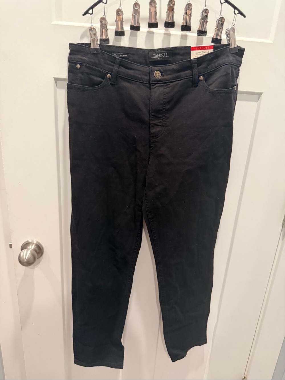 NWT Talbots Flawless Five-Pocket Black Slim Ankle Jeans 12P Petite